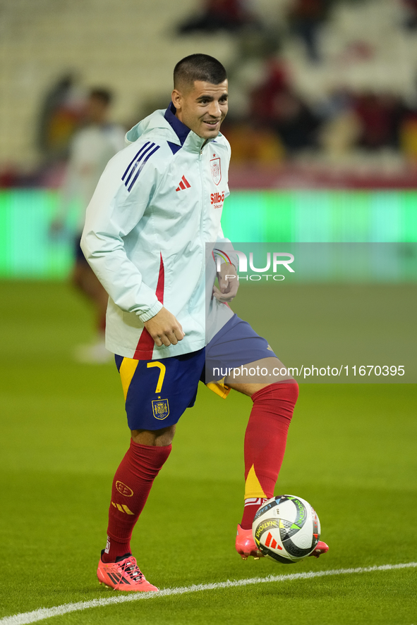 Alvaro Morata centre-forward of Spain and AC Milan during the UEFA Nations League 2024/25 League A Group A4 match between Spain and Serbia a...