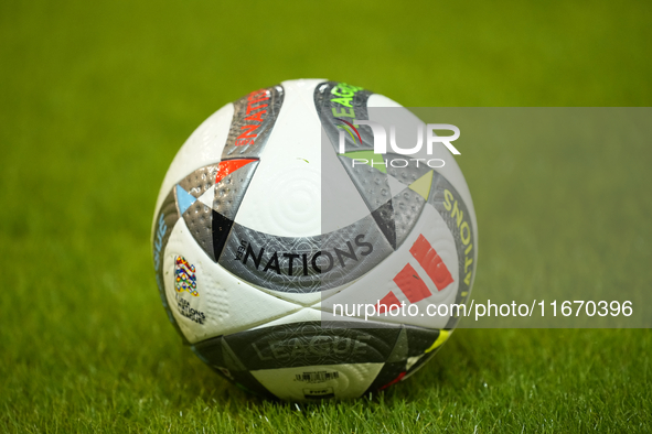 Match ball during the UEFA Nations League 2024/25 League A Group A4 match between Spain and Serbia at Estadio Nuevo Arcangel on October 15,...