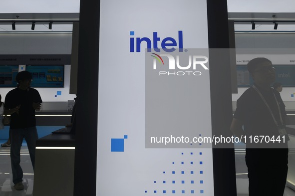 Visitors visit the stand of Intel at the 2024 Apsara Conference in Hangzhou, Zhejiang province, China, on September 19, 2024. 