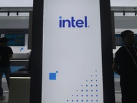 Visitors visit the stand of Intel at the 2024 Apsara Conference in Hangzhou, Zhejiang province, China, on September 19, 2024. (