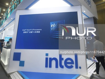 Visitors visit the stand of Intel at the 2024 Apsara Conference in Hangzhou, Zhejiang province, China, on September 19, 2024. (