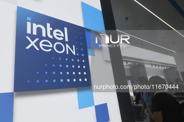 Visitors visit the stand of Intel at the 2024 Apsara Conference in Hangzhou, Zhejiang province, China, on September 19, 2024. 