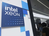 Visitors visit the stand of Intel at the 2024 Apsara Conference in Hangzhou, Zhejiang province, China, on September 19, 2024. (