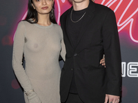 Ava Maria and Anton Bitter attend the ''Anora'' New York premiere at Regal Times Square in New York, USA, on October 15, 2024. (