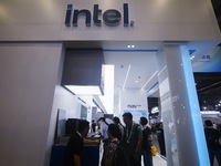 Visitors visit the stand of Intel at the 2024 Apsara Conference in Hangzhou, Zhejiang province, China, on September 19, 2024. (