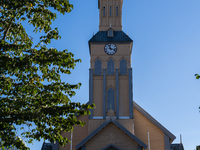 A view of the the Cathedral of Tromso (Tromso domkirke) in Tromso, Norway on September 25, 2024. Tromso is the biggest city in Northern Norw...