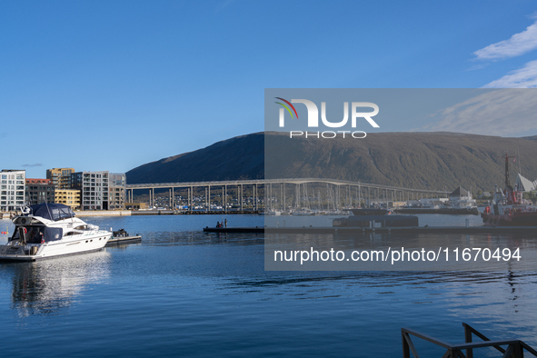 A view of the Tromso Bridge in Tromso, Norway on September 25, 2024. Tromso is the biggest city in Northern Norway and the third largest cit...