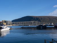 A view of the Tromso Bridge in Tromso, Norway on September 25, 2024. Tromso is the biggest city in Northern Norway and the third largest cit...