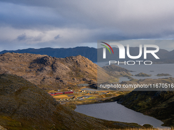 A view of the rugged, mountainous terrain near Nordkapp, Norway, on September 27, 2024. The European route E69 motorway ends at North Cape,...