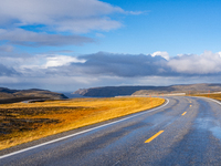 A general view of the E69 road, on the road for Nordkapp (North Cape), Norway on September 27, 2024. The European route E69 motorway ends at...