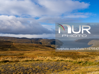 A view of the rugged, mountainous terrain near Nordkapp, Norway, on September 27, 2024. The European route E69 motorway ends at North Cape,...