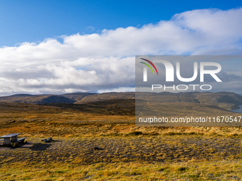 A view of the rugged, mountainous terrain near Nordkapp, Norway, on September 27, 2024. The European route E69 motorway ends at North Cape,...