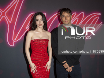 Mikey Madison and Sean Baker attend the ''Anora'' New York premiere at Regal Times Square in New York, USA, on October 15, 2024. (