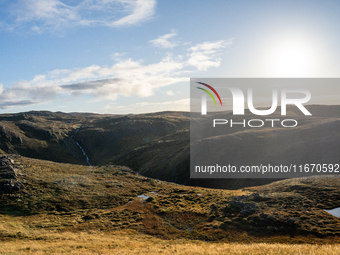 A view of the rugged, mountainous terrain near Nordkapp, Norway, on September 27, 2024. The European route E69 motorway ends at North Cape,...