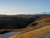 A view of the rugged, mountainous terrain near Nordkapp, Norway, on September 27, 2024. The European route E69 motorway ends at North Cape,...