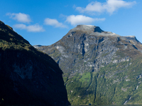 A general view of Geiranger, Norway, on September 18, 2024. Geiranger Fjord, a major tourist attraction in Norway, was designated a UNESCO W...