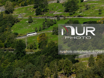 A general view of Geiranger, Norway, on September 18, 2024. Geiranger Fjord, a major tourist attraction in Norway, was designated a UNESCO W...