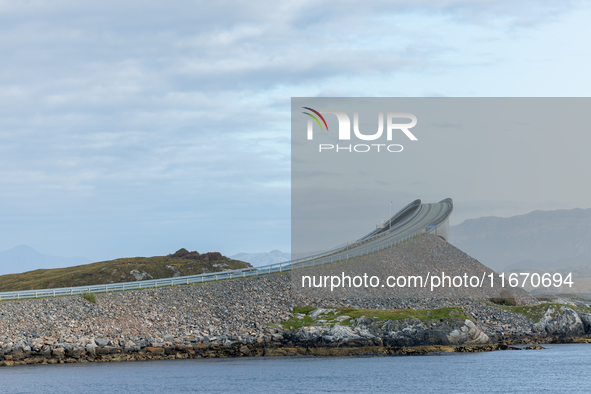 A view of the Atlantic Ocean Road, Norway on September 18, 2024. The Atlantic Road in Norway was voted the most beautiful motorway in the wo...