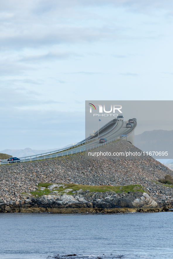 A view of the Atlantic Ocean Road, Norway on September 18, 2024. The Atlantic Road in Norway was voted the most beautiful motorway in the wo...