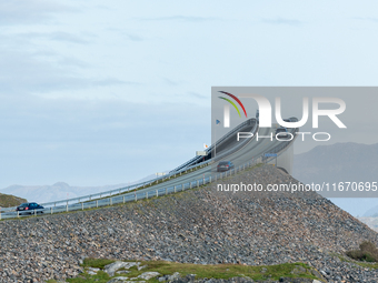 A view of the Atlantic Ocean Road, Norway on September 18, 2024. The Atlantic Road in Norway was voted the most beautiful motorway in the wo...