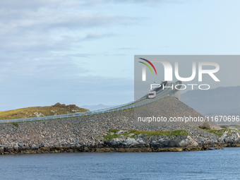 A view of the Atlantic Ocean Road, Norway on September 18, 2024. The Atlantic Road in Norway was voted the most beautiful motorway in the wo...