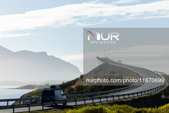 A view of the Atlantic Ocean Road, Norway on September 18, 2024. The Atlantic Road in Norway was voted the most beautiful motorway in the wo...