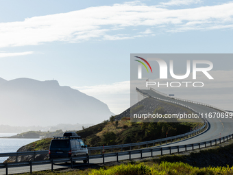 A view of the Atlantic Ocean Road, Norway on September 18, 2024. The Atlantic Road in Norway was voted the most beautiful motorway in the wo...