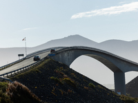 A view of the Atlantic Ocean Road, Norway on September 18, 2024. The Atlantic Road in Norway was voted the most beautiful motorway in the wo...