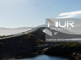 A view of the Atlantic Ocean Road, Norway on September 18, 2024. The Atlantic Road in Norway was voted the most beautiful motorway in the wo...