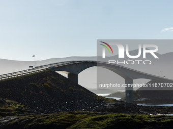 A view of the Atlantic Ocean Road, Norway on September 18, 2024. The Atlantic Road in Norway was voted the most beautiful motorway in the wo...