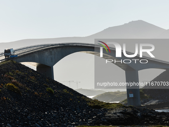 A view of the Atlantic Ocean Road, Norway on September 18, 2024. The Atlantic Road in Norway was voted the most beautiful motorway in the wo...