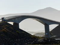 A view of the Atlantic Ocean Road, Norway on September 18, 2024. The Atlantic Road in Norway was voted the most beautiful motorway in the wo...