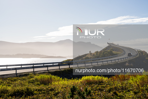 A view of the Atlantic Ocean Road, Norway on September 18, 2024. The Atlantic Road in Norway was voted the most beautiful motorway in the wo...