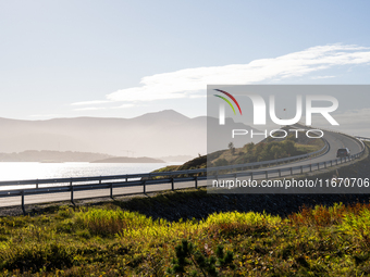 A view of the Atlantic Ocean Road, Norway on September 18, 2024. The Atlantic Road in Norway was voted the most beautiful motorway in the wo...