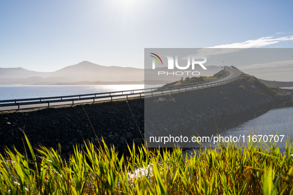 A view of the Atlantic Ocean Road, Norway on September 18, 2024. The Atlantic Road in Norway was voted the most beautiful motorway in the wo...