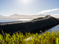 A view of the Atlantic Ocean Road, Norway on September 18, 2024. The Atlantic Road in Norway was voted the most beautiful motorway in the wo...