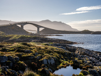 A view of the Atlantic Ocean Road, Norway on September 18, 2024. The Atlantic Road in Norway was voted the most beautiful motorway in the wo...