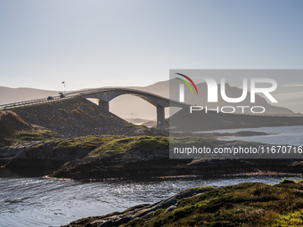 A view of the Atlantic Ocean Road, Norway on September 18, 2024. The Atlantic Road in Norway was voted the most beautiful motorway in the wo...