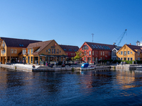 A general view of Fiskebrygga (The Fish Wharf), in Kristiansand, Norway on September 13, 2024. Fiskebrygga  is a former fish landing in the...