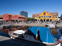 A general view of Fiskebrygga (The Fish Wharf), in Kristiansand, Norway on September 13, 2024. Fiskebrygga  is a former fish landing in the...