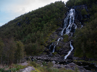 A view of Flesefossen waterfall, in Suldal, Norway, on September 14, 2024.  (