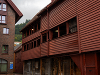 A view of Bryggen, the historic Hanseatic Wharf in Bergen, Norway, on September 15, 2024. Bryggen, a UNESCO World Heritage site, is one of B...