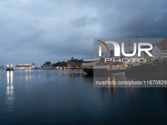 A general view of Bergen's harbor, in Bergen, Norway, on September 15, 2024. Bergen is the second-largest city in Norway, with a population...