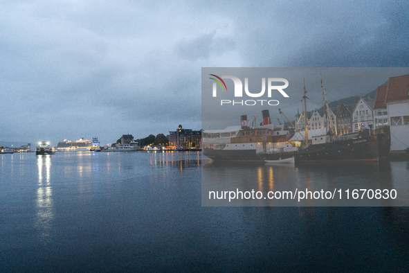 A general view of Bergen's harbor, in Bergen, Norway, on September 15, 2024. Bergen is the second-largest city in Norway, with a population...