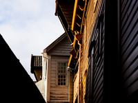 A view of Bryggen, the historic Hanseatic Wharf in Bergen, Norway, on September 15, 2024. Bryggen, a UNESCO World Heritage site, is one of B...