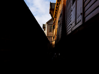 A view of Bryggen, the historic Hanseatic Wharf in Bergen, Norway, on September 15, 2024. Bryggen, a UNESCO World Heritage site, is one of B...