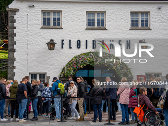 A view of the Floibanen - Funicular Railway in Bergen, Norway, on September 16, 2024. Bergen is the second-largest city in Norway, with a po...