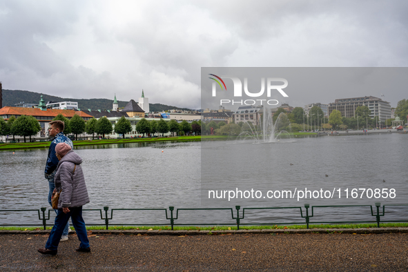 A view of Festplassen, in Bergen, Norway, on September 16, 2024. Bergen is the second-largest city in Norway, with a population of approxima...