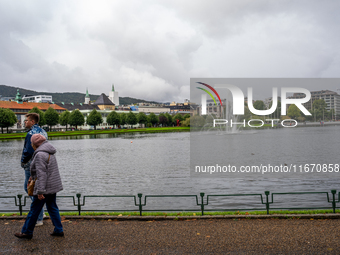 A view of Festplassen, in Bergen, Norway, on September 16, 2024. Bergen is the second-largest city in Norway, with a population of approxima...