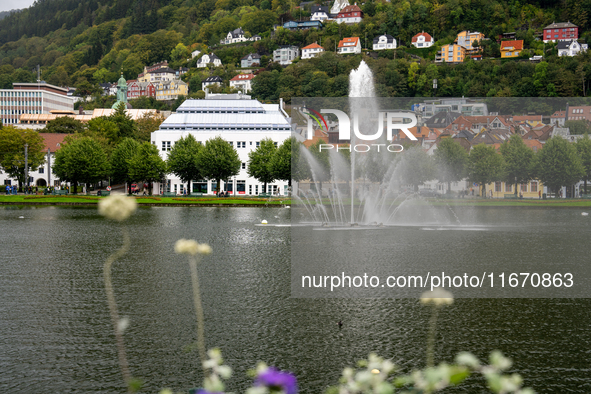 A view of Festplassen, in Bergen, Norway, on September 16, 2024. Bergen is the second-largest city in Norway, with a population of approxima...